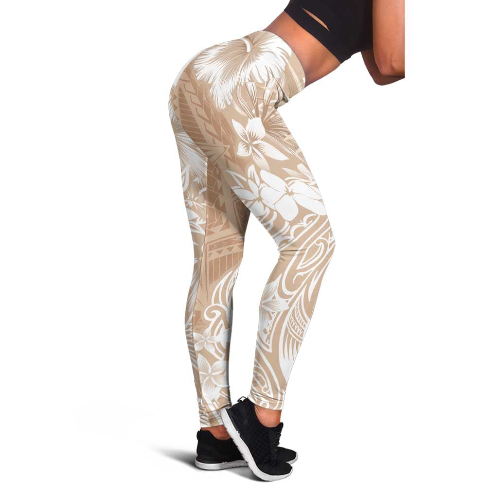 Polynesian Women's Day Leggings Plumeria Passion - Beige LT7