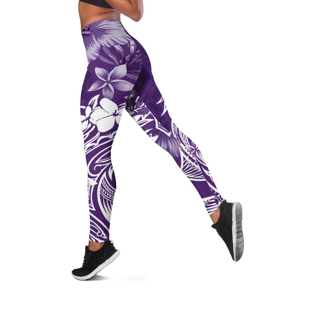 Polynesian Women's Day Leggings Plumeria Passion - Purple LT7