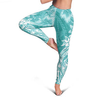 Polynesian Women's Day Leggings Plumeria Passion - Teal LT7