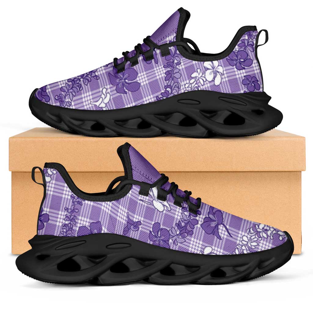 Poni Aloha Hawaii Clunky Sneakers Plumeria Lei With Palaka Motif - Polynesian Pride