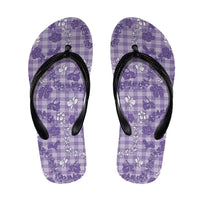 Poni Aloha Hawaii Flip Flops Plumeria Lei With Palaka Motif - Polynesian Pride