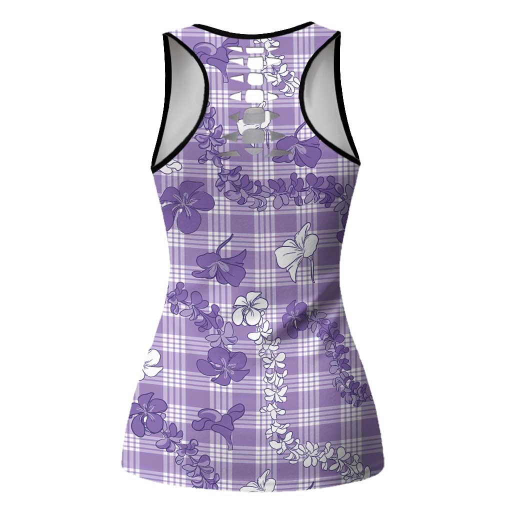 Poni Aloha Hawaii Hollow Tank Top Plumeria Lei With Palaka Motif - Polynesian Pride