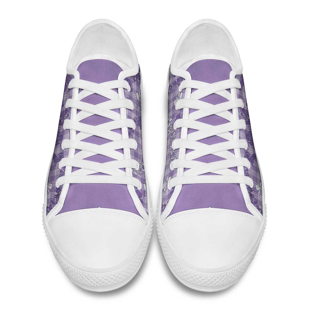 Poni Aloha Hawaii Low Top Shoes Plumeria Lei With Palaka Motif - Polynesian Pride