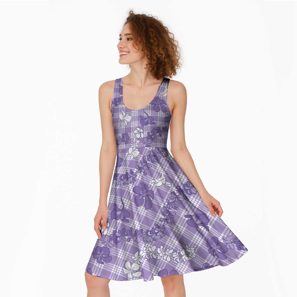 Poni Aloha Hawaii Midi Dress Plumeria Lei With Palaka Motif - Polynesian Pride