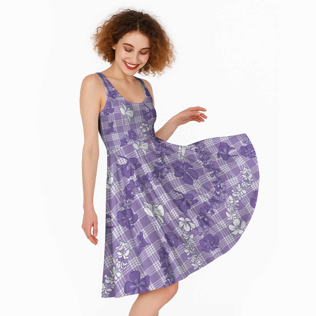 Poni Aloha Hawaii Midi Dress Plumeria Lei With Palaka Motif - Polynesian Pride