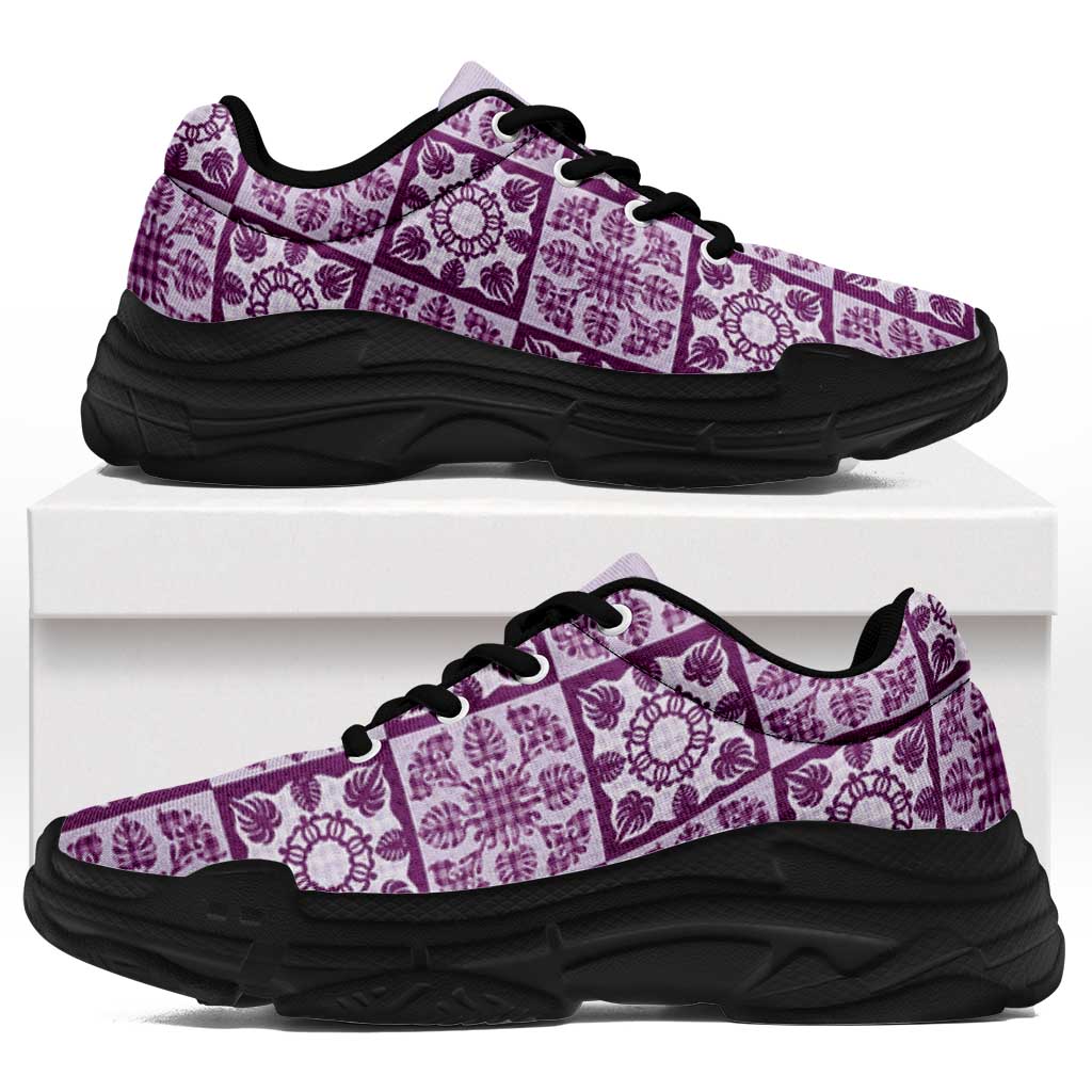 Poni Palaka Quilt Hawaii Chunky Sneakers Hawaiian Tropical Monstera Sea Turtle