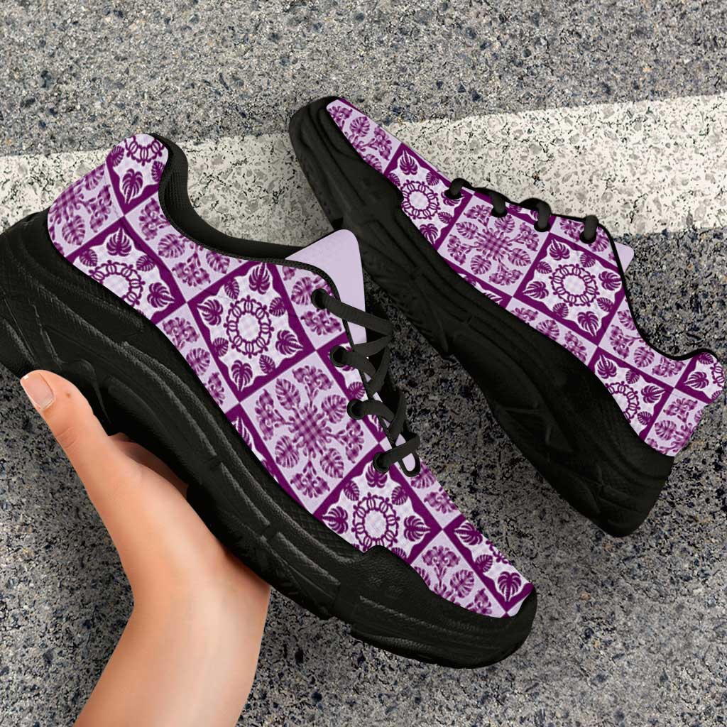 Poni Palaka Quilt Hawaii Chunky Sneakers Hawaiian Tropical Monstera Sea Turtle
