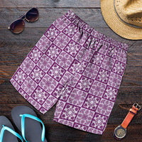Poni Palaka Quilt Hawaii Shorts for Men Hawaiian Tropical Monstera Sea Turtle