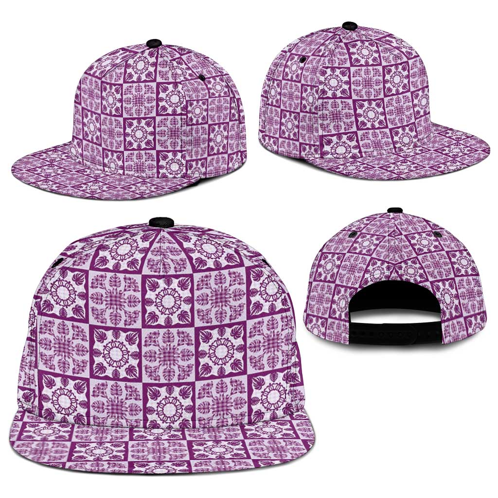 Poni Palaka Quilt Hawaii Snapback Cap Hawaiian Tropical Monstera Sea Turtle
