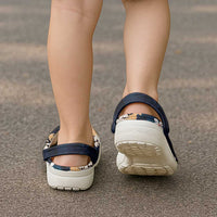 Puakenikeni Maile Lei Clogs Shoes Frangipani Blue Tropical Leaves
