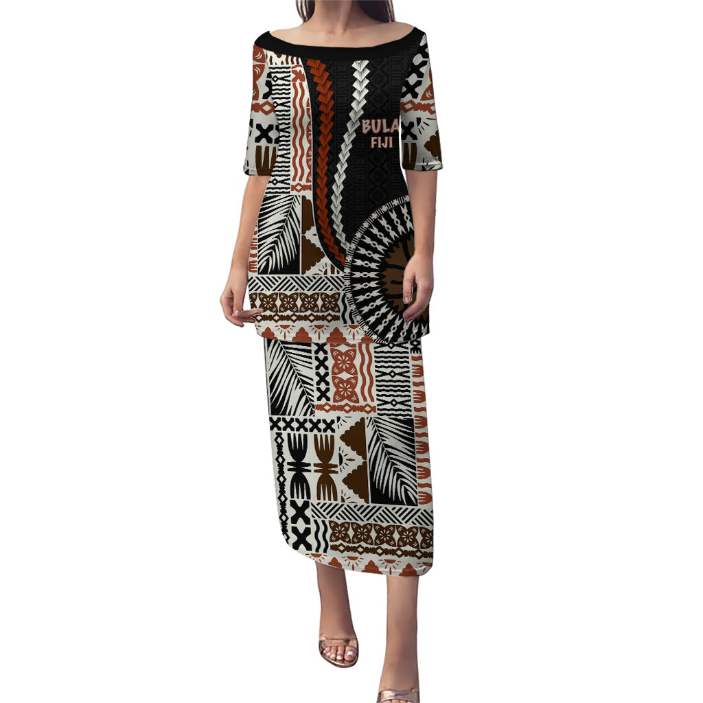 Bula Fiji Puletasi Dress Masi Tapa Patterns Style LT6