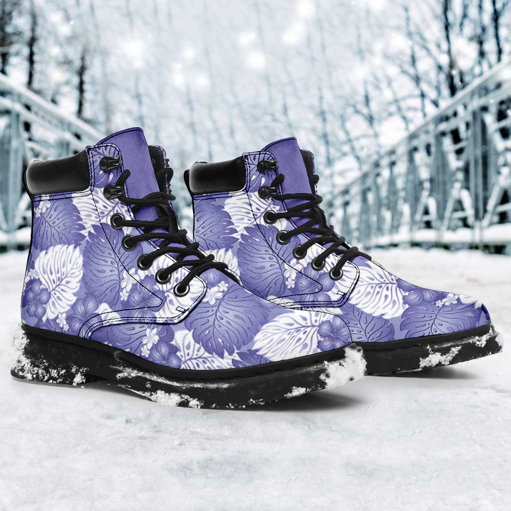Purple Aloha Hawaii All Season Boots Monstera Hibiscus Plumeria Seamless Vibes - Polynesian Pride