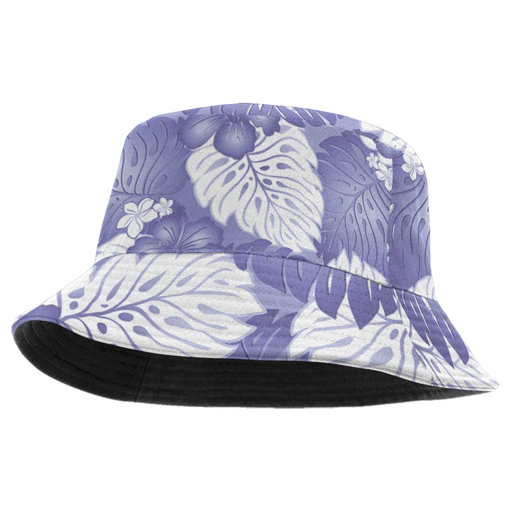 Purple Aloha Hawaii Bucket Hat Monstera Hibiscus Plumeria Seamless Vibes - Polynesian Pride