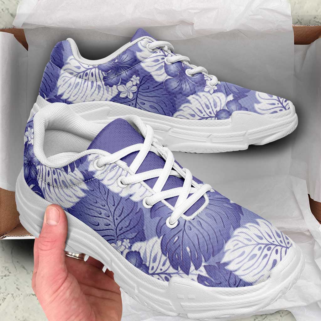 Purple Aloha Hawaii Chunky Sneakers Monstera Hibiscus Plumeria Seamless Vibes - Polynesian Pride