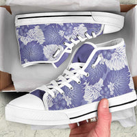 Purple Aloha Hawaii High Top Shoes Monstera Hibiscus Plumeria Seamless Vibes - Polynesian Pride