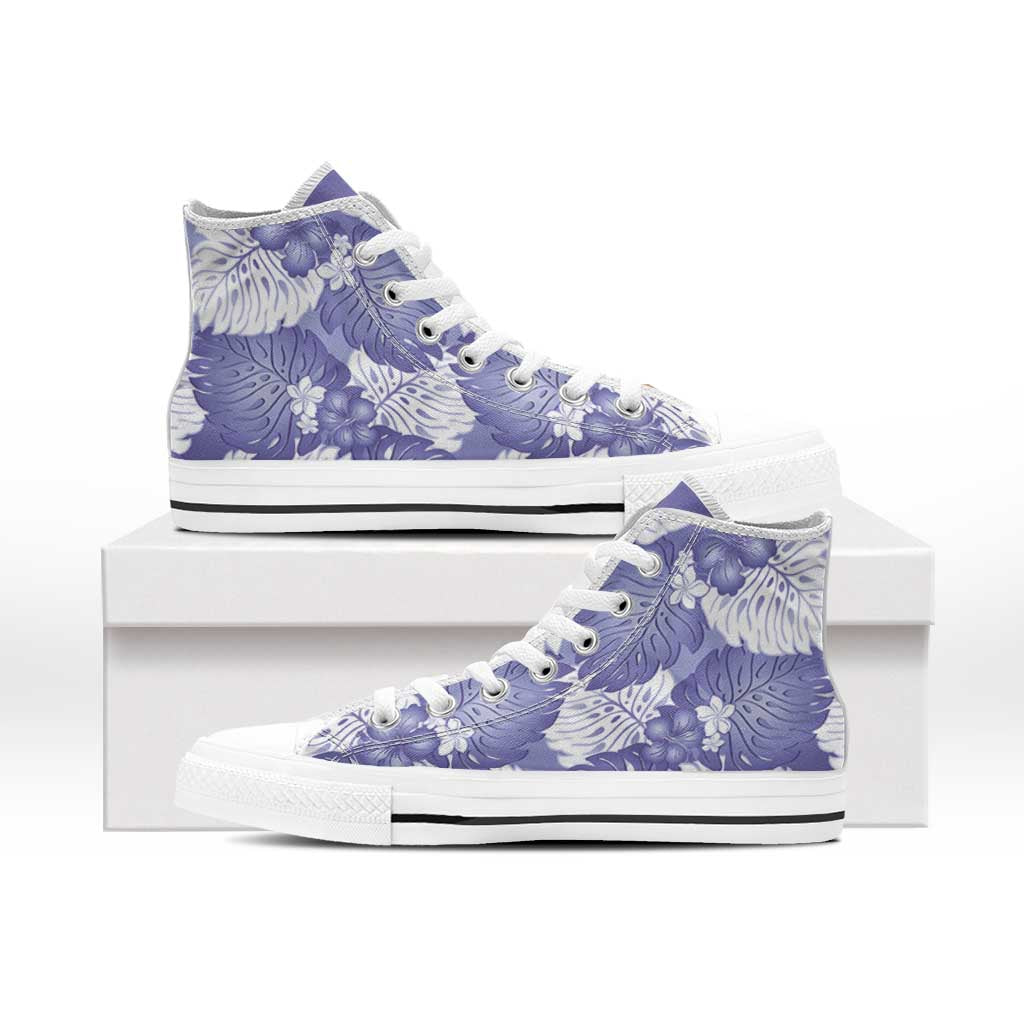 Purple Aloha Hawaii High Top Shoes Monstera Hibiscus Plumeria Seamless Vibes - Polynesian Pride