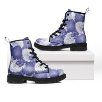 Purple Aloha Hawaii Leather Boots Monstera Hibiscus Plumeria Seamless Vibes - Polynesian Pride