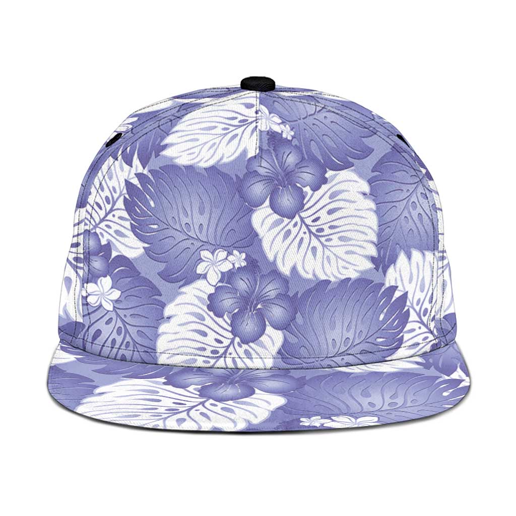 Purple Aloha Hawaii Snapback Cap Monstera Hibiscus Plumeria Seamless Vibes - Polynesian Pride