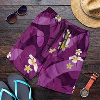 Purple Banana Leaf Hawaii Shorts for Men Lau Maia Plumeria Tropical Summer Vibes