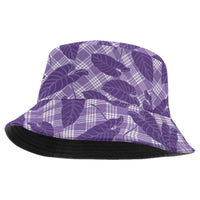 Purple Hawaii Kalo Palaka Motifs Bucket Hat Hawaiian Taro Leaves Elegant Vibes