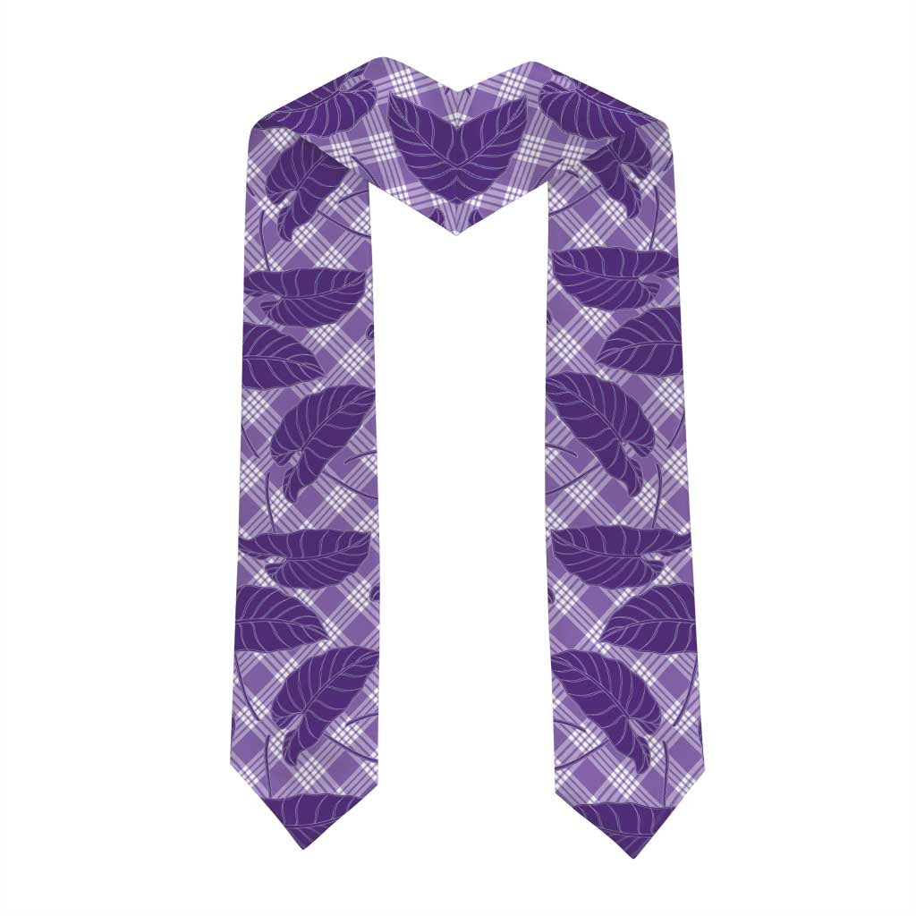 Purple Hawaii Kalo Palaka Motifs Graduation Stole Hawaiian Taro Leaves Elegant Vibes