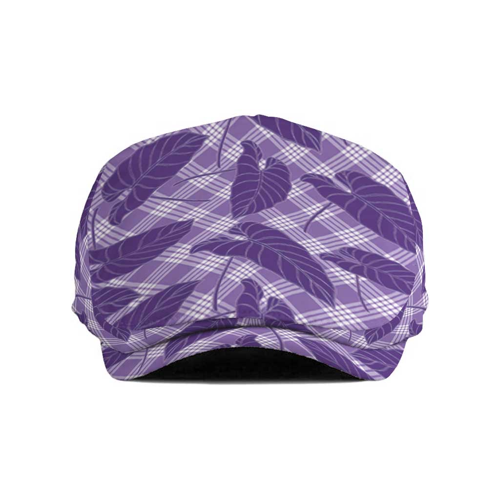 Purple Hawaii Kalo Palaka Motifs Jeff Hat Hawaiian Taro Leaves Elegant Vibes