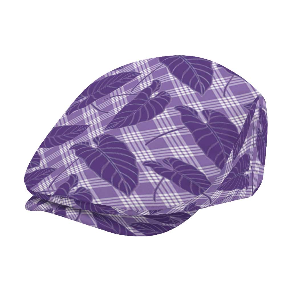 Purple Hawaii Kalo Palaka Motifs Jeff Hat Hawaiian Taro Leaves Elegant Vibes