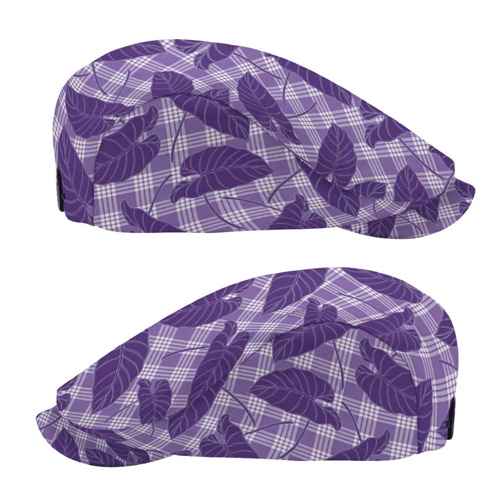 Purple Hawaii Kalo Palaka Motifs Jeff Hat Hawaiian Taro Leaves Elegant Vibes