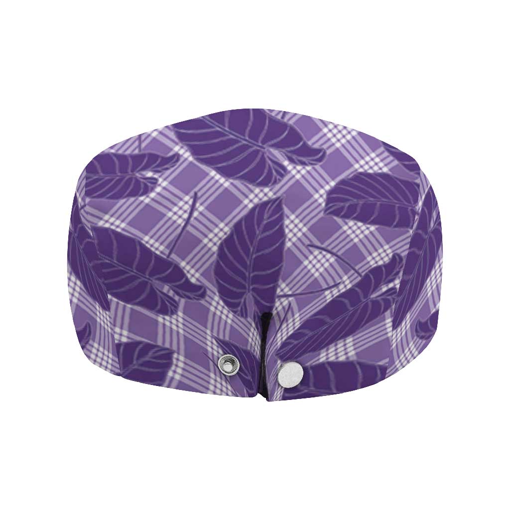 Purple Hawaii Kalo Palaka Motifs Jeff Hat Hawaiian Taro Leaves Elegant Vibes