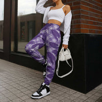 Purple Hawaii Kalo Palaka Motifs Jogger Pants Hawaiian Taro Leaves Elegant Vibes
