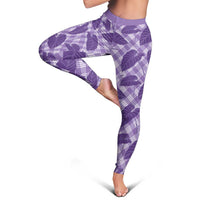 Purple Hawaii Kalo Palaka Motifs Leggings Hawaiian Taro Leaves Elegant Vibes