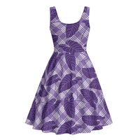 Purple Hawaii Kalo Palaka Motifs Midi Dress Hawaiian Taro Leaves Elegant Vibes
