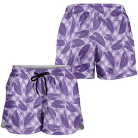 Purple Hawaii Kalo Palaka Motifs Shorts for Women Hawaiian Taro Leaves Elegant Vibes LT14 - Polynesian Pride