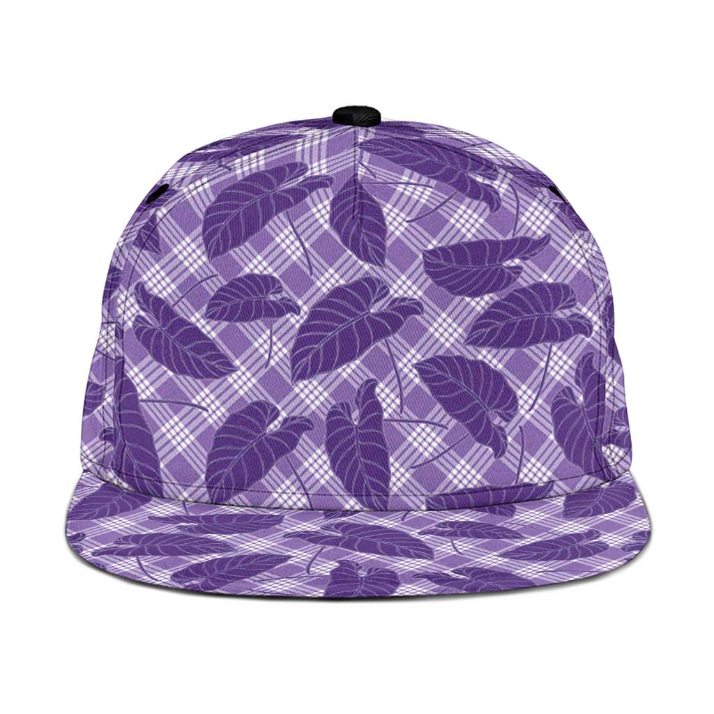Purple Hawaii Kalo Palaka Motifs Snapback Cap Hawaiian Taro Leaves Elegant Vibes
