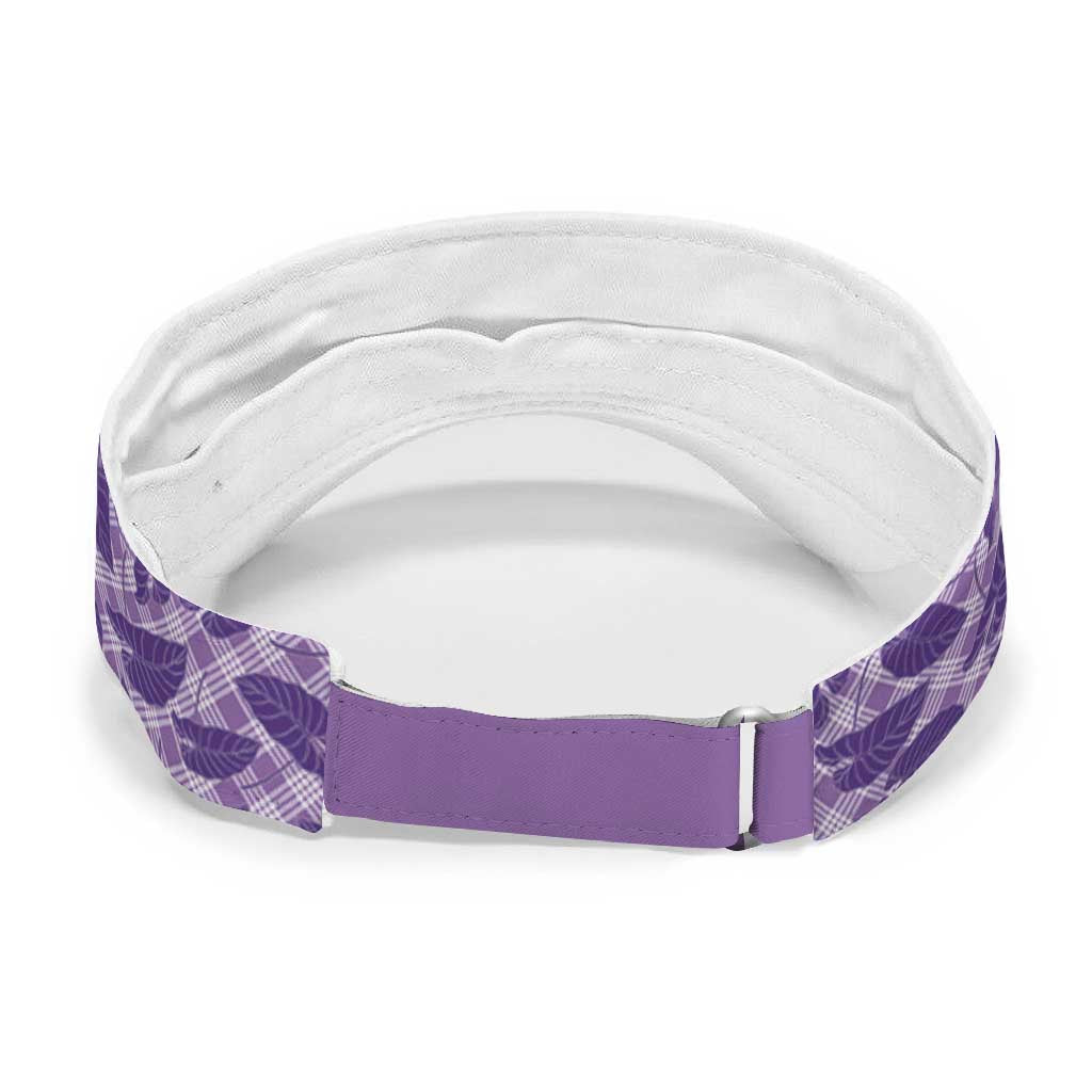 Purple Hawaii Kalo Palaka Motifs Sun Visor Cap Hawaiian Taro Leaves Elegant Vibes