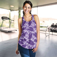 Purple Hawaii Kalo Palaka Motifs Women Racerback Tank Hawaiian Taro Leaves Elegant Vibes LT14 - Polynesian Pride