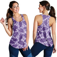 Purple Hawaii Kalo Palaka Motifs Women Racerback Tank Hawaiian Taro Leaves Elegant Vibes LT14 - Polynesian Pride