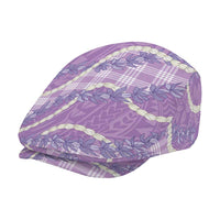 Purple Hawaii Palaka Honohono Pikake Jeff Hat Hawaiian Orchid Lei Polynesian Pattern - Polynesian Pride
