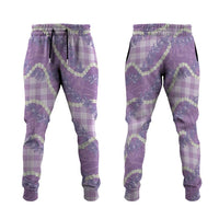 Purple Hawaii Palaka Honohono Pikake Jogger Pants Hawaiian Orchid Lei Polynesian Pattern - Polynesian Pride