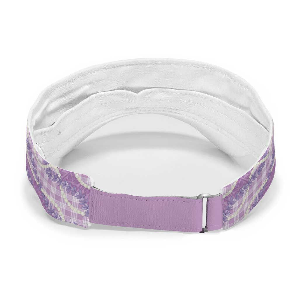 Purple Hawaii Palaka Honohono Pikake Sun Visor Cap Hawaiian Orchid Lei Polynesian Pattern
