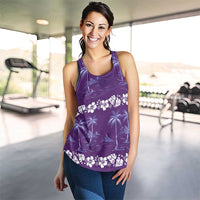 Purple Hawaii Palm Tree Hibiscus Women Racerback Tank Fantasy Summer Vibe LT01 - Polynesian Pride