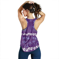 Purple Hawaii Palm Tree Hibiscus Women Racerback Tank Fantasy Summer Vibe LT01 - Polynesian Pride