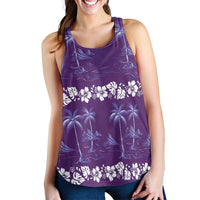 Purple Hawaii Palm Tree Hibiscus Women Racerback Tank Fantasy Summer Vibe LT01 - Polynesian Pride