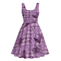 Purple Palaka Hawaii Cowboy Midi Dress Puakenikeni Lei Paniolo Papale Seamless Vibes - Polynesian Pride