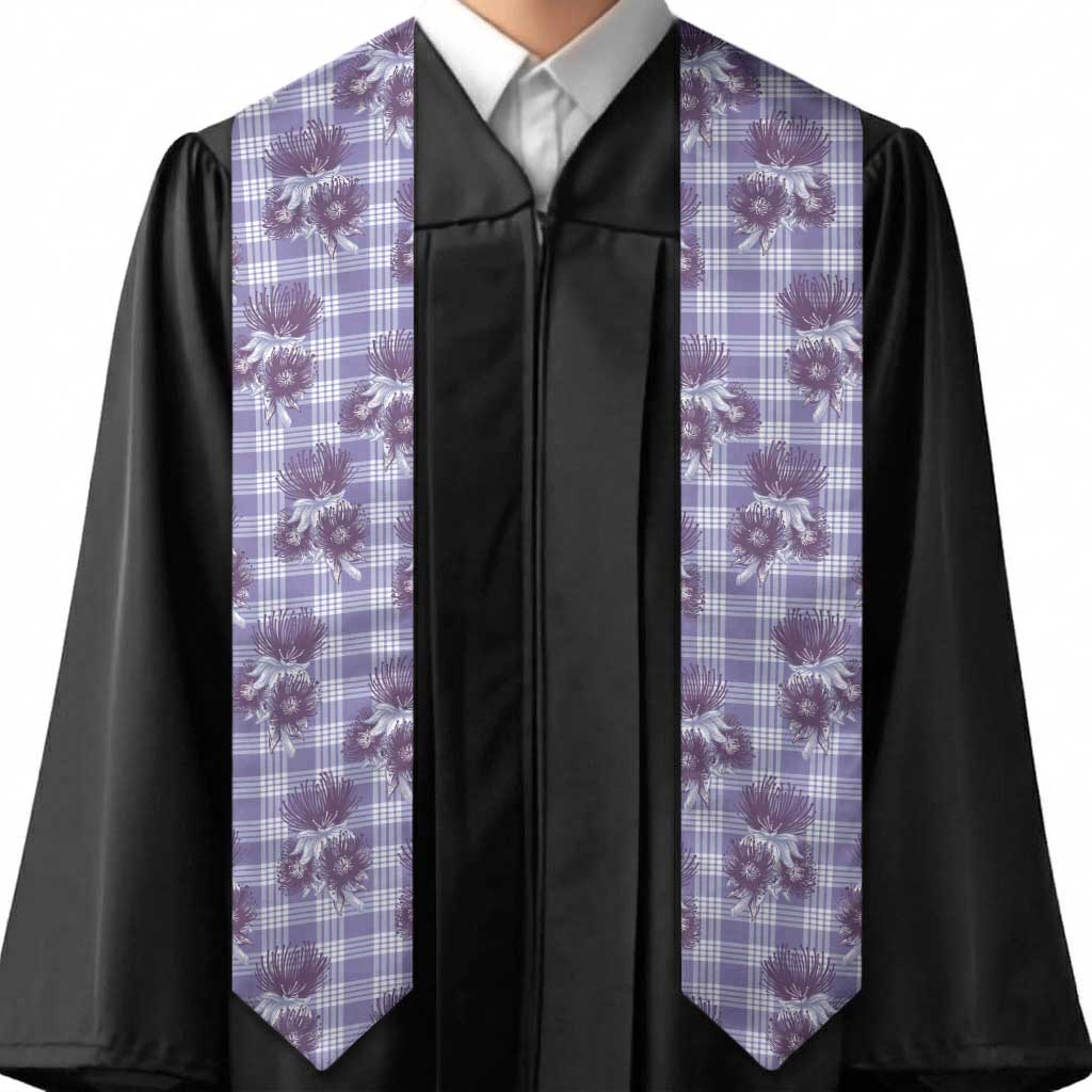 Purple Palaka Hawaii Graduation Stole Hawaiian Lehua Blossoms
