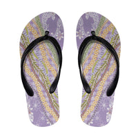 Purple Palaka Hawaii Leis Flip Flops Hawaiian-plaid Elegant Tropical Vibes - Polynesian Pride