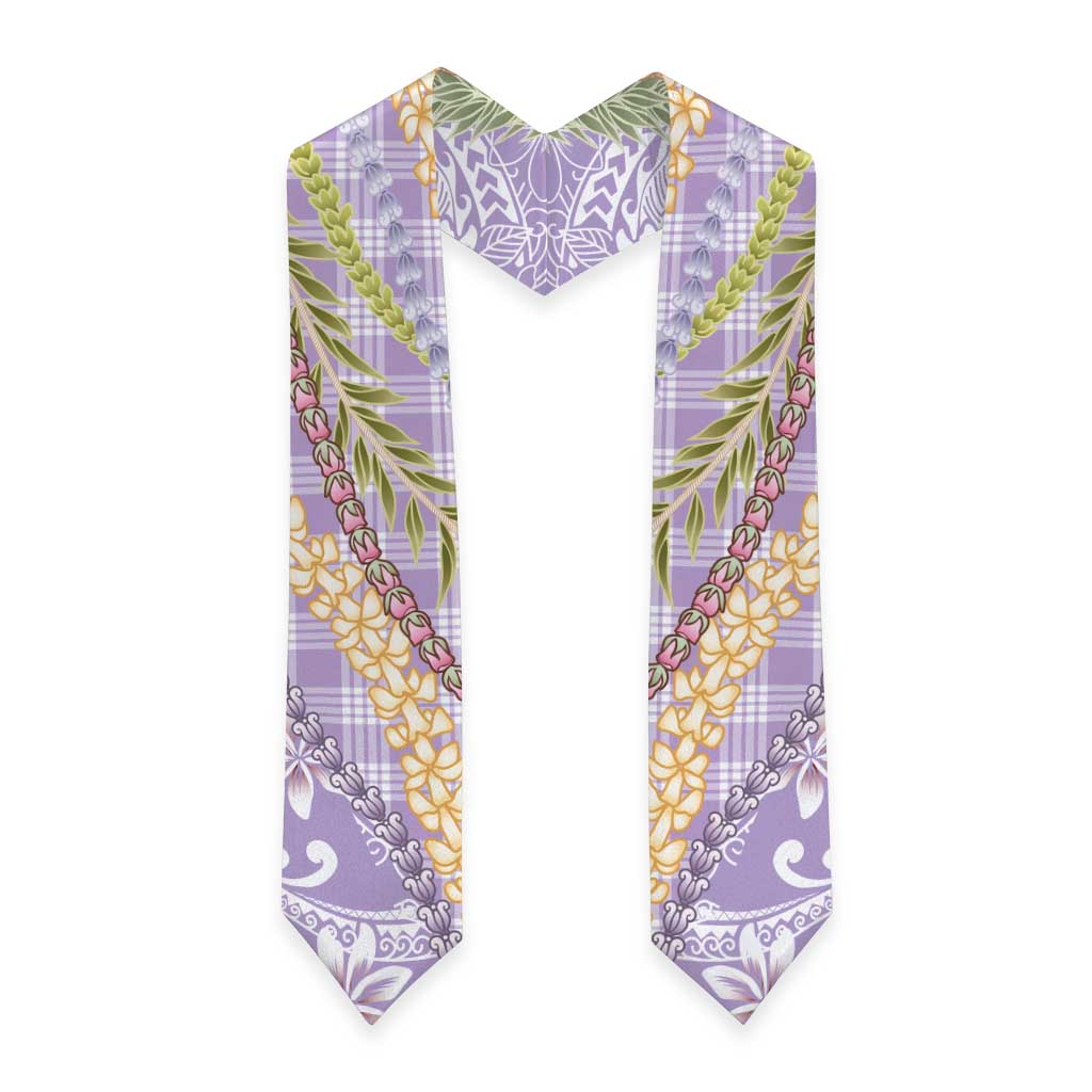 Purple Palaka Hawaii Leis Graduation Stole Hawaiian-plaid Elegant Tropical Vibes - Polynesian Pride