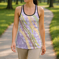 Purple Palaka Hawaii Leis Hollow Tank Top Hawaiian-plaid Elegant Tropical Vibes - Polynesian Pride