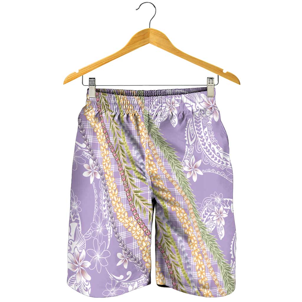 Purple Palaka Hawaii Leis Shorts for Men Hawaiian-plaid Elegant Tropical Vibes - Polynesian Pride