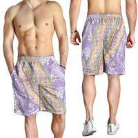 Purple Palaka Hawaii Leis Shorts for Men Hawaiian-plaid Elegant Tropical Vibes - Polynesian Pride